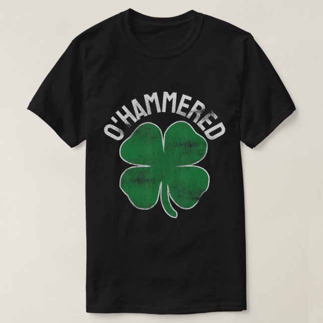 Camiseta O'Hammered St. Patrick's Day Beer Shamrock Irish D (Diseño del anverso)
