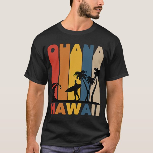 Camiseta Ohana Hawaii Surfing Retro Hawaii Family Beach V (Anverso)
