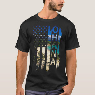Camiseta Ohana hawaii verano atardecer bandera estadouniden