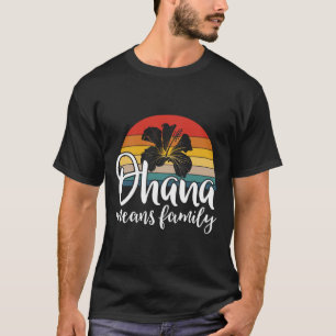 Camiseta Ohana significa familia Hibiscus Retro Hawaii Summ