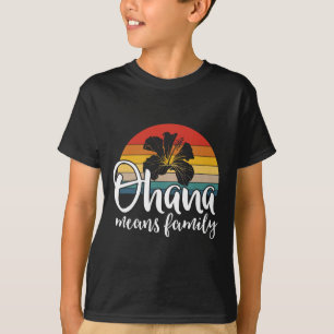 Camiseta Ohana significa familia Hibiscus Retro Hawaii Summ
