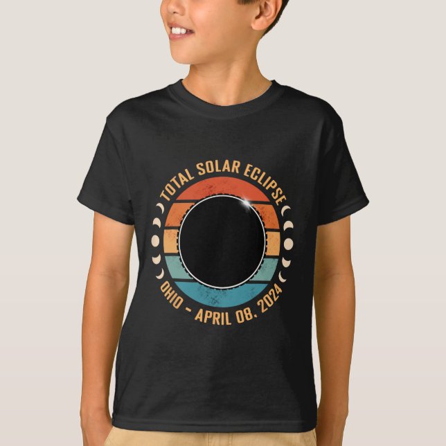 Camiseta Ohio 2024 Total Eclipse Solar Total Ruta De Totali (Anverso)