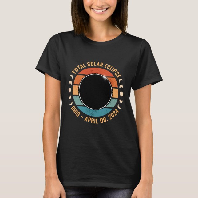 Camiseta Ohio 2024 Total Eclipse Solar Total Ruta De Totali (Anverso)
