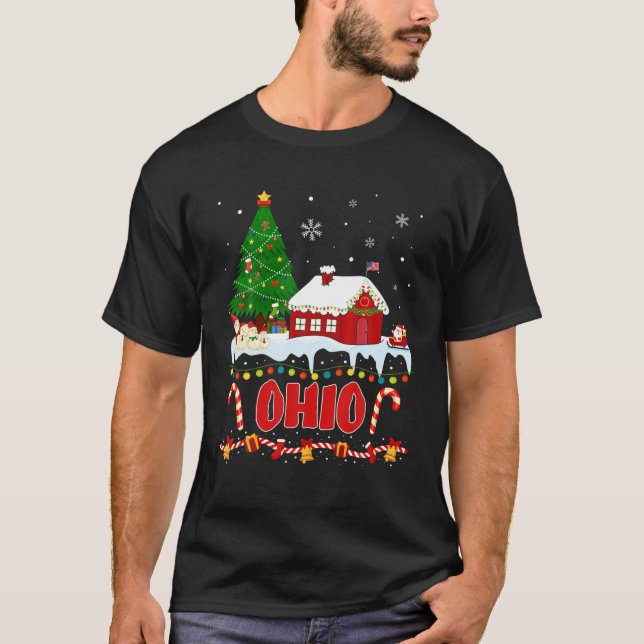 Camiseta Ohio Árbol De Navidad Luz Pajama Estado De Ohio Sa (Anverso)