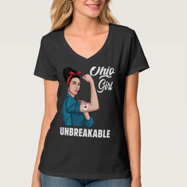 Camiseta Ohio Chica Inquebrantable Ohio Map State Flag Souv (Anverso)