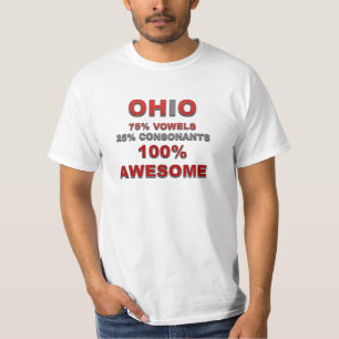Camiseta OHIO el 75% pone vocales consonantes del 25% el