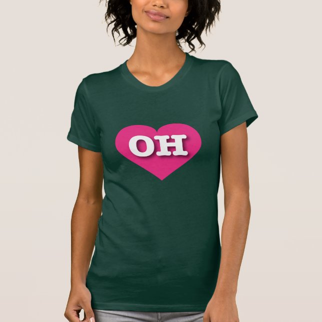 Camiseta Ohio Hot Pink Heart - Amo OH (Anverso)