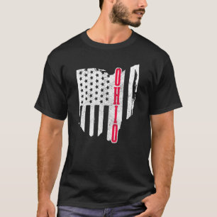 Camiseta Ohio Mapa del Estado de la Bandera Americana Orgul
