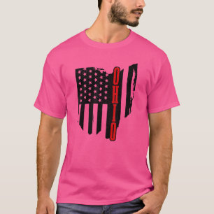 Camiseta Ohio Mapa del Estado de la Bandera Americana Orgul