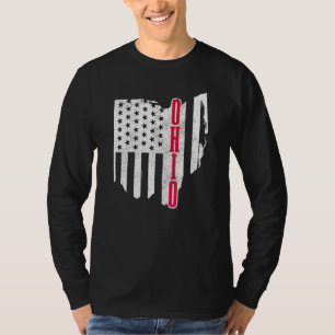 Camiseta Ohio Mapa del Estado de la Bandera Americana Orgul