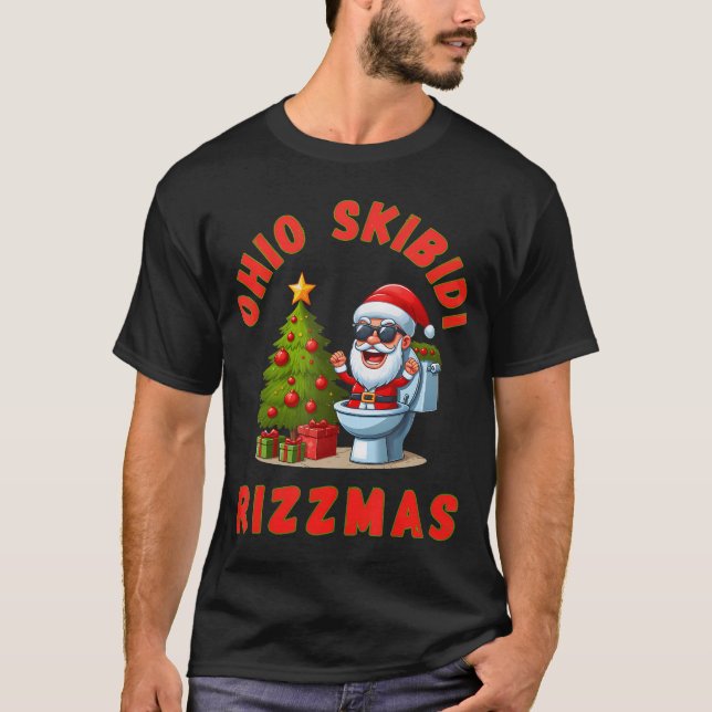 Camiseta Ohio Skibidi Rizzmas Navidades Rizz Santa Claus (Anverso)