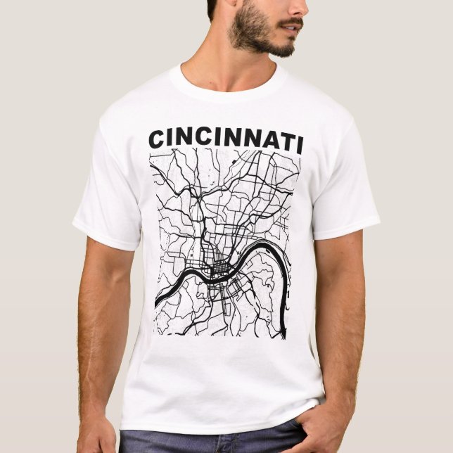 Camiseta Ohio Souvenir Cincinnati City Street Map (Anverso)