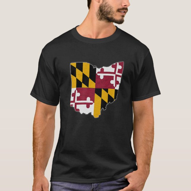 Camiseta OHIO STATE MAP MARYLAND MD Bandera Raíces Hombres  (Anverso)