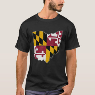 Camiseta OHIO STATE MAP MARYLAND MD Bandera Raíces Hombres