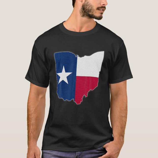 Camiseta OHIO STATE MAP TEXAS TX Bandera Raíces Hombres Reg (Anverso)