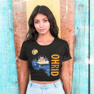 Camiseta Ohrid Macedonia Lago Azul Naranja Viaje