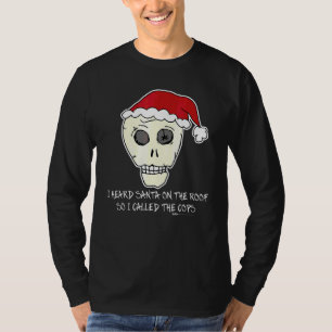 Camiseta Oí a Santa en el techo Scull anti Navidad    