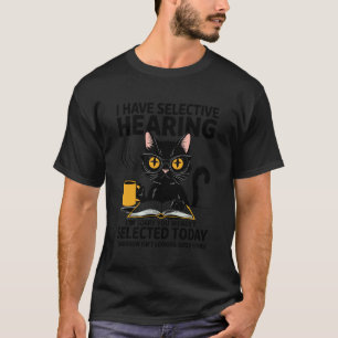 Camiseta Oído Selectivo Divertido No Seleccionado Gato Café