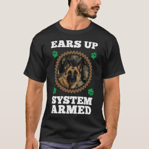 Camiseta Oídos del sistema Camuflaje armado Perro pastor al
