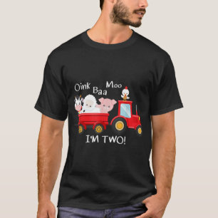 Camiseta Oink Baa Moo Im 2 Tracto de cumpleaños