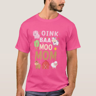 Camiseta Oink Baa Moo Mom Barnyard Farm Segundo cumpleaños 