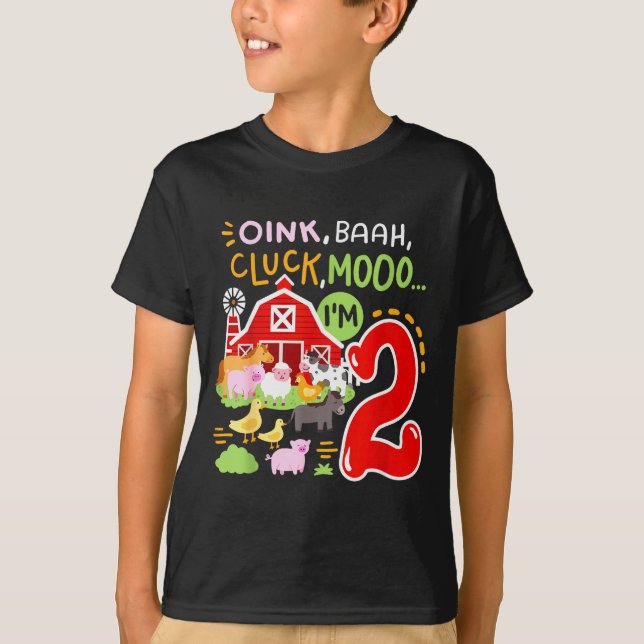 Camiseta Oink Baa Moo Soy 2 Animales de Granja Cumpleaños 2 (Anverso)