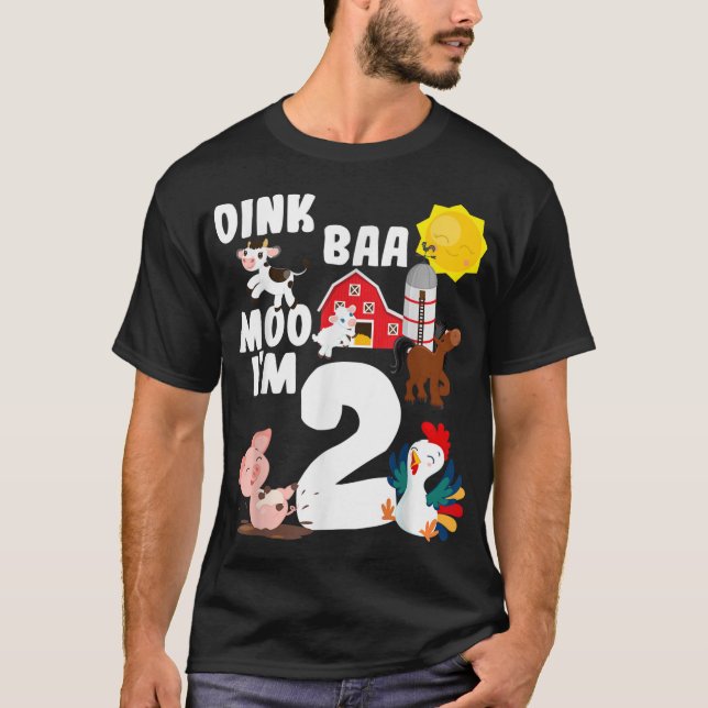 Camiseta Oink Baa Moo Soy 2 Animales Granjeros Tema Cumplea (Anverso)