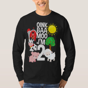 Camiseta Oink Baa Moo Tengo 2 años para el tema de la granj