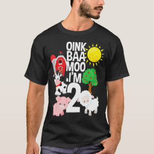 Camiseta Oink Baa Moo Tengo 2 años para el tema de la granj
