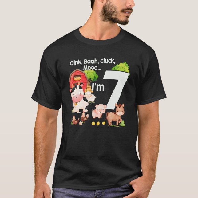 Camiseta Oink Baa Moo Tengo 7 Años (Anverso)
