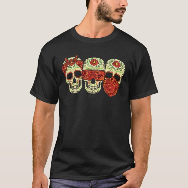 Camiseta Oír Ver No Hablar De Malos Calaveros De Azúcar Dia (Anverso)