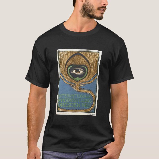 Camiseta Ojo 1901 de la pluma del pavo real de Nouveau del (Anverso)