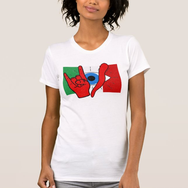 Camiseta Ojo maléfico italiano-estadounidense malo malocchi (Anverso)