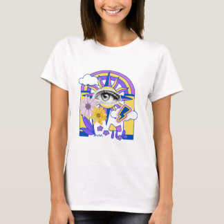 Camiseta Ojo Místico Arcoíris Arco Floral Colorido Boho