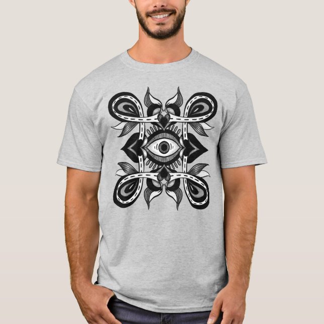 Camiseta Ojo Ornamental - Extraño Estilo Tatuaje Botánico (Anverso)
