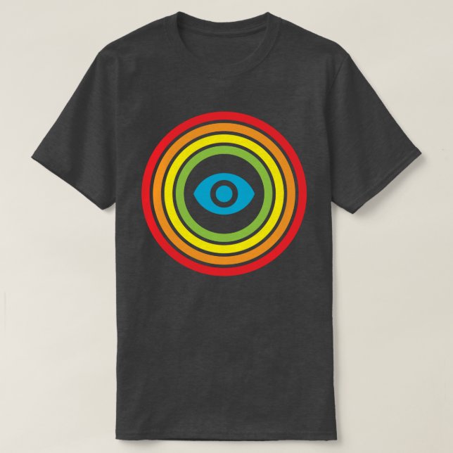 Camiseta ojo retro de la visibilidad del arco iris (Diseño del anverso)