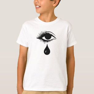 Camiseta Ojo único con pestaña de lágrima Negro/Blanco