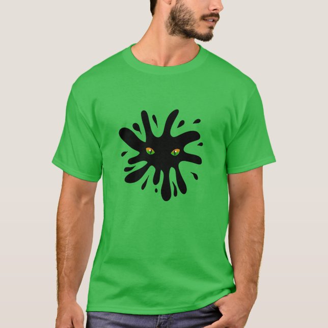 Camiseta Ojos de gato mirando un negro (Anverso)