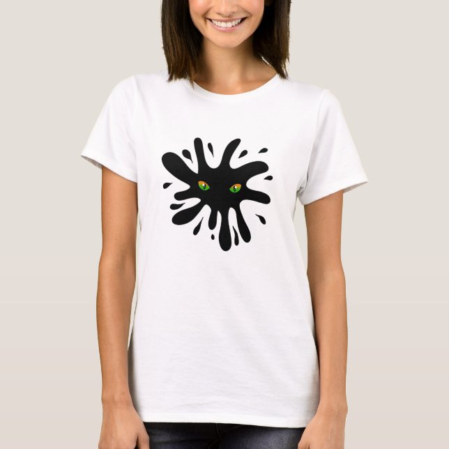 Camiseta Ojos de gato mirando un negro (Anverso)