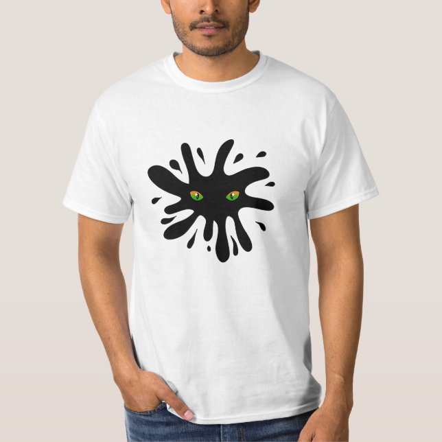 Camiseta Ojos de gato mirando un negro (Anverso)