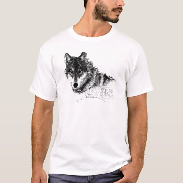 Camiseta Ojos de lobo Inspirador blanco negro (Anverso)