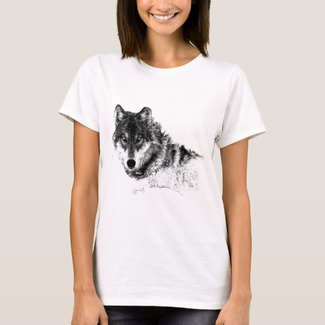Camiseta Ojos de lobo Inspirador blanco negro (Anverso)