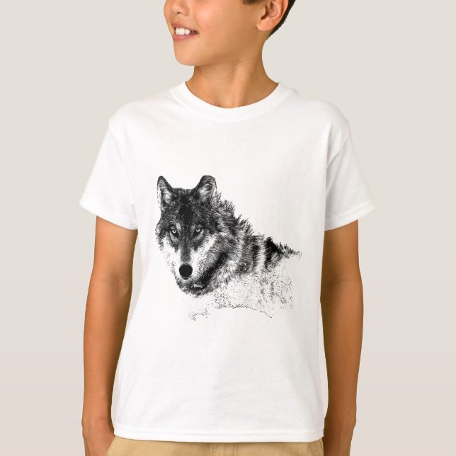 Camiseta Ojos de lobo Inspirador blanco negro (Anverso)