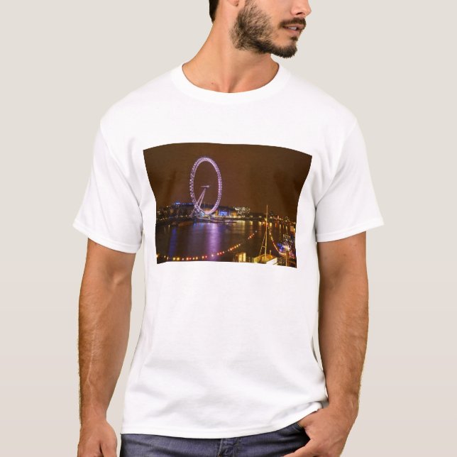 Camiseta Ojos de Londres, Támesis del río y luces desde (Anverso)