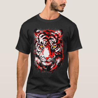 Camiseta Ojos de tigre realistas de cabeza de tigre rojo