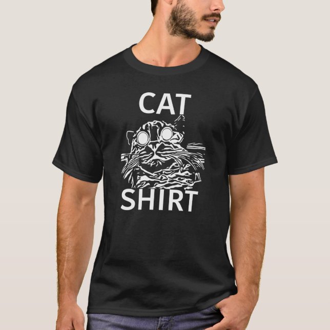 Camiseta Ojos Grandes Sorprendidos Gato Gracioso Gato Negro (Anverso)