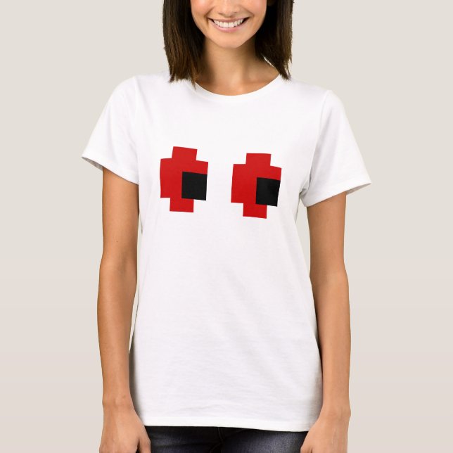 Camiseta Ojos rojos fantasmagóricos de 8 bits (Anverso)