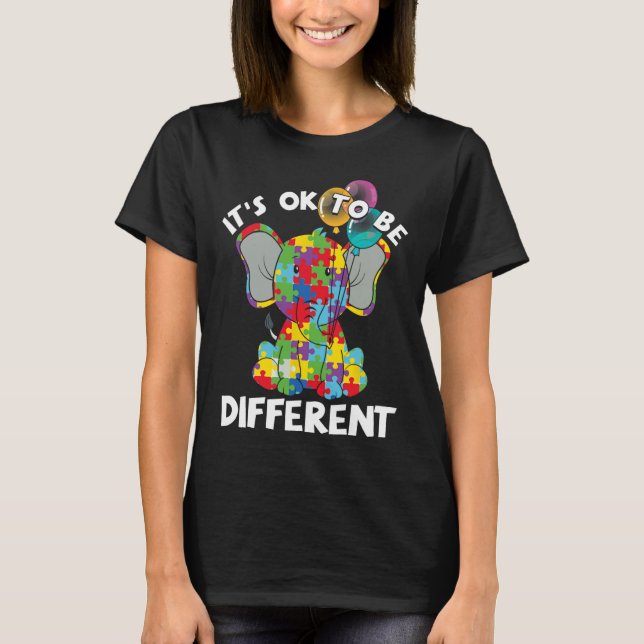 Camiseta Ok Be Different Autism Autistic Elephant Bylloons (Anverso)