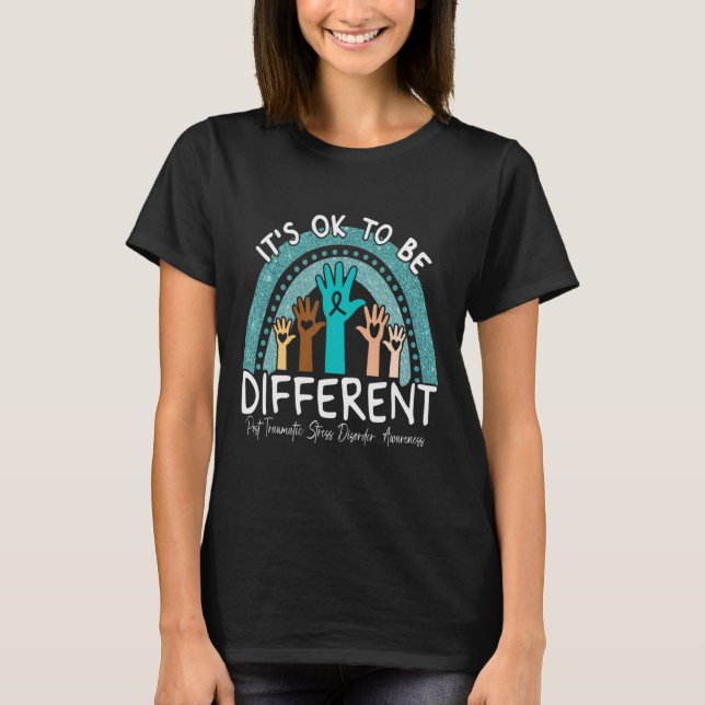 Camiseta Ok Be Different Rainbow Verde azulada Ribbon Warri (Anverso)