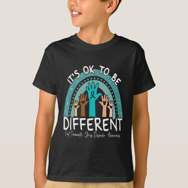 Camiseta Ok Be Different Rainbow Verde azulada Ribbon Warri (Anverso)